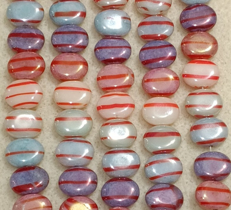 15 x Oval beads in Multicoloured sweet colours (13x10mm)