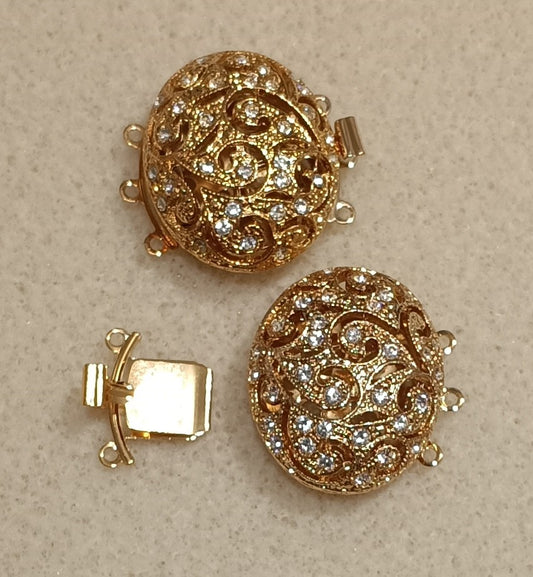 Claspgarten Gold clasp with 3 rows 14277 - 28x19mm