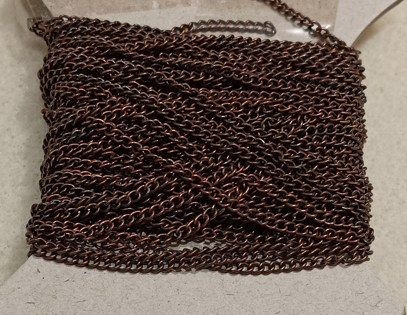 10cm length of 2mm curb chain in Antique Copper (UK production)