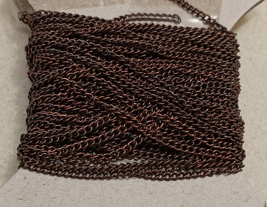 10cm length of 2mm curb chain in Antique Copper (UK production)