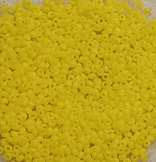 5g Size 16/0 Preciosa seed beads in Opaque Yellow