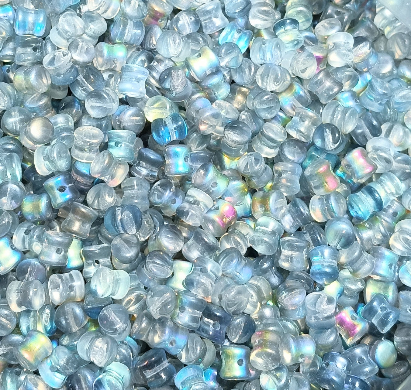 50 x diabolo beads in Blue Rainbow