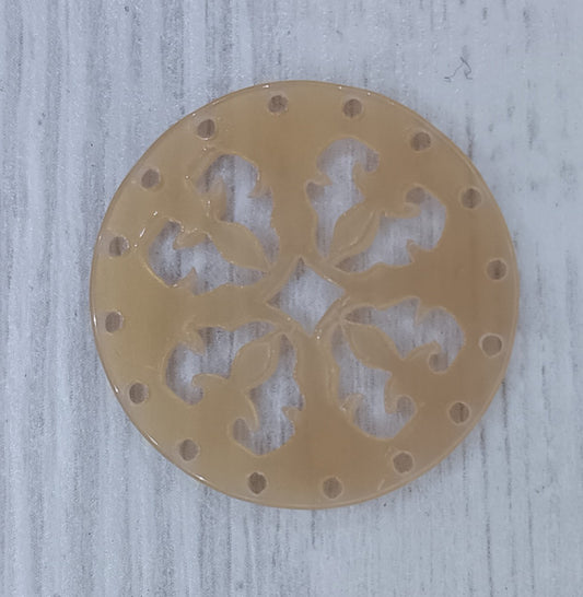 27mm Round Laser Cut Cabochon in Angel Silk
