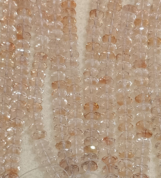 25 x faceted rondelles in Pink Lustre (4x7mm)