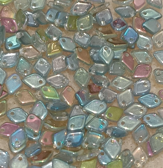 5g Dragon Scale beads in Crystal Green Rainbow