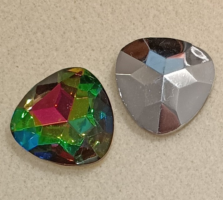 2635 - 35mm Obtuse triangle cabochon in Crystal Iris