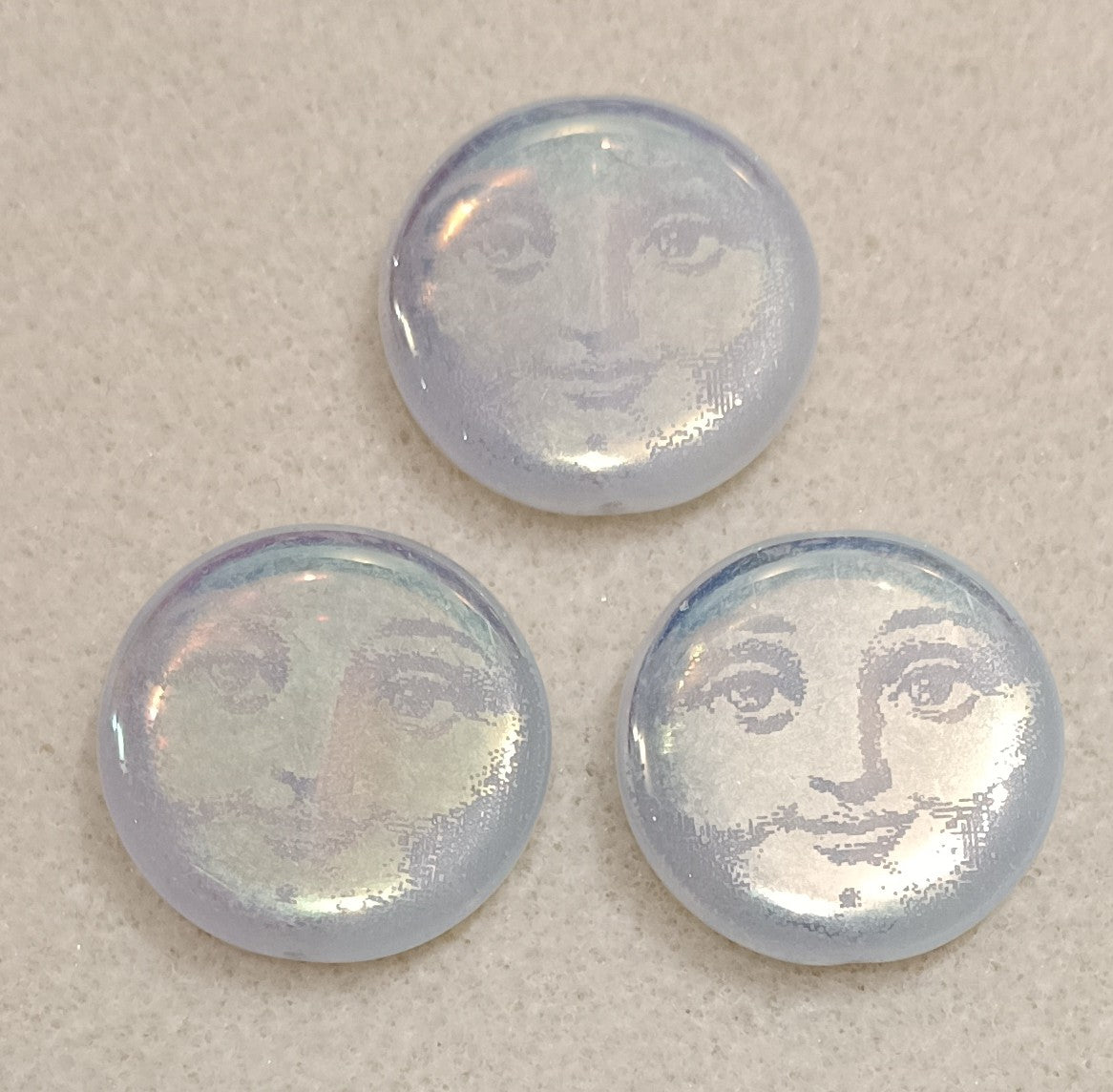 27mm bead in Crystal AB with laser etched Man in the Moon