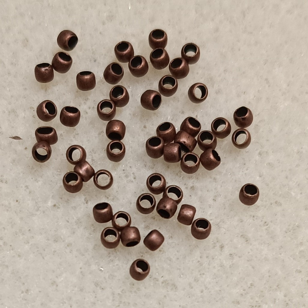 50 x 2mm crimps in Antique Copper (UK Production)