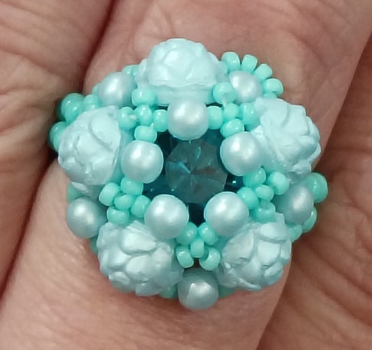 Bead Kit - Rose Window Ring in Pastel Blue and Turquoise - Only available with orders over £30.00
