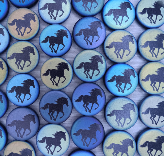 8 x 16mm disc beads in Matt Black with horse