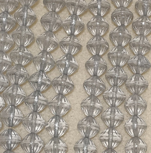 22 x 10mm Flutted bicones in Crystal and Silver