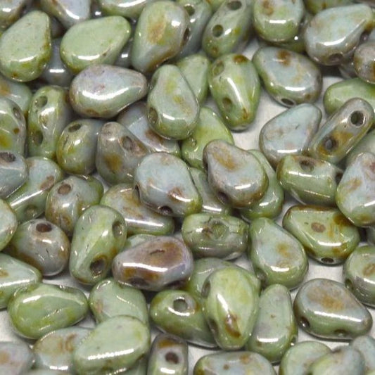 20 x Round DropDuo in Chalk White/Green Lustre