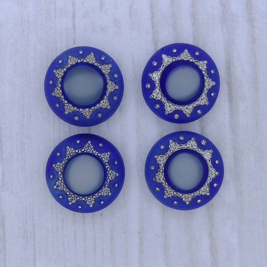 1327 - 11mm Cabochon in Blue/Grey with Silver