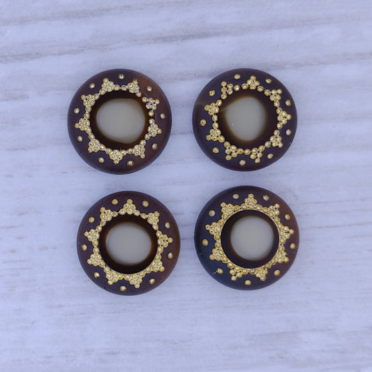 1327 - 11mm Cabochon in Brown/Caramel with Gold