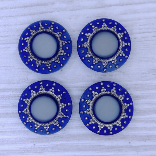 1327 - 18mm Cabochon in Blue/Grey with Silver