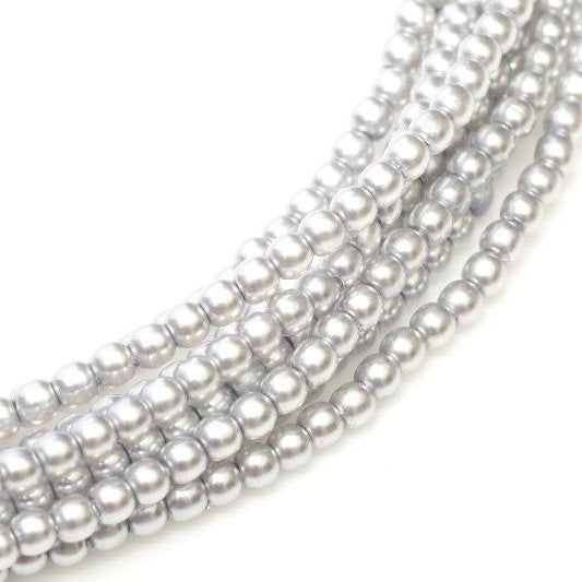 120 x 4mm round pearls in Platinium