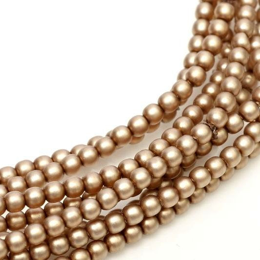 120 x 4mm round pearls in Taupe Satin