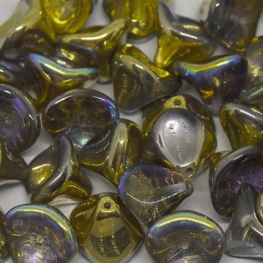 5 x Trumpet Flowers in Crystal Golden Rainbow (10x12mm)