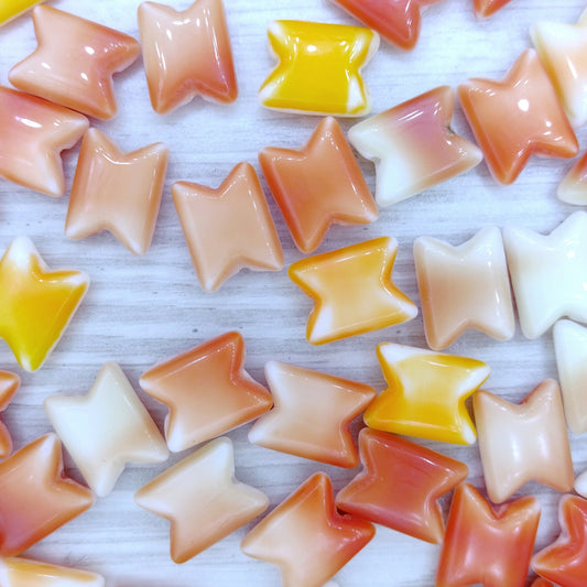 2 x Handmade Red/Orange butterfly shaped beads (1960-70) 13x10mm