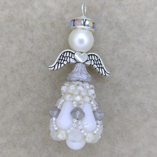 Bead Kit - Little Angel Charm in Whites and Silver