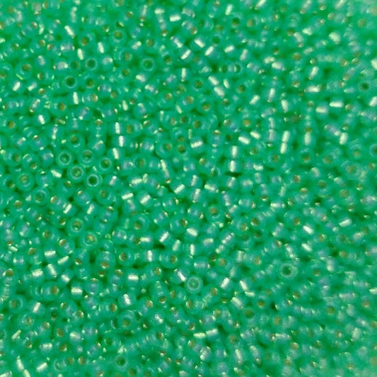 4240 - 10g Size 11/0 Miyuki seed beads in Duracoat Silver lined Mint Green