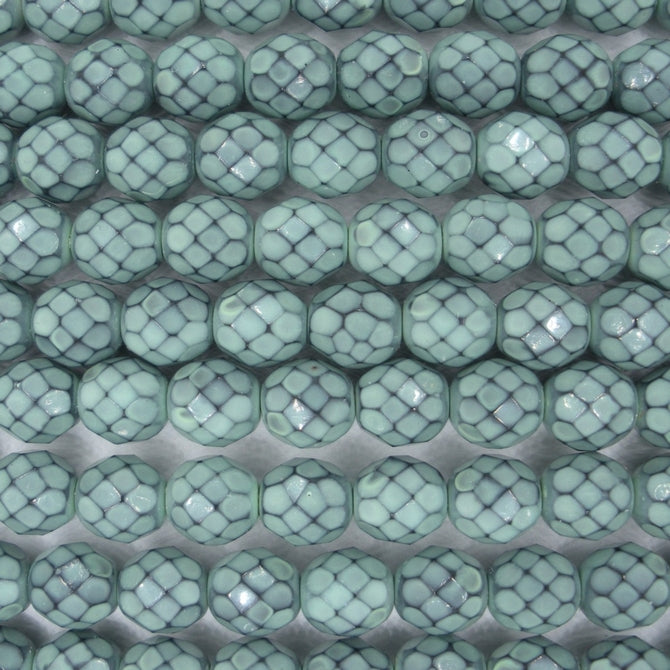 19 x 8mm snake skin beads in Hemlock Green