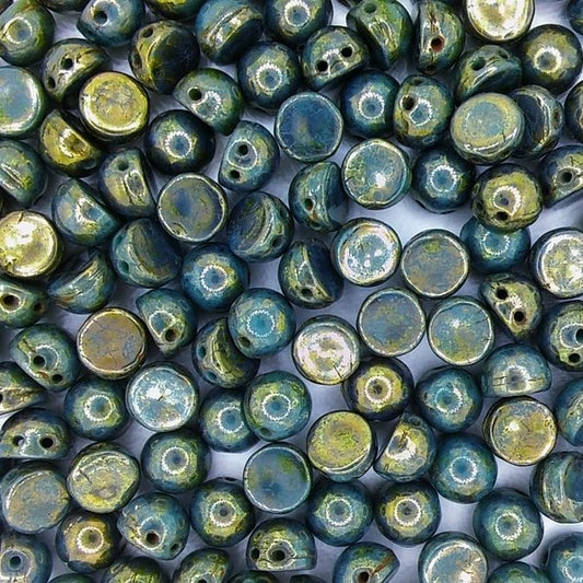 10 x CzechMate cabochons in Persian Turquoise Bronze Picasso