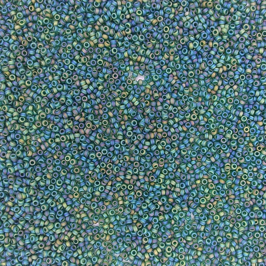 0156FR - 5g Size 15/0 Miyuki seed beads in Matt Transparent Dark Emerald AB