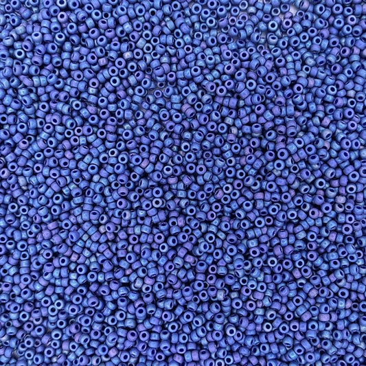 4703 - 10g Size 11/0 Miyuki seed beads in Opaque Frost Nebula Blue Glaze Rainbow