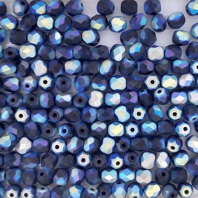 50 x 4mm faceted beads in Matt Black AB