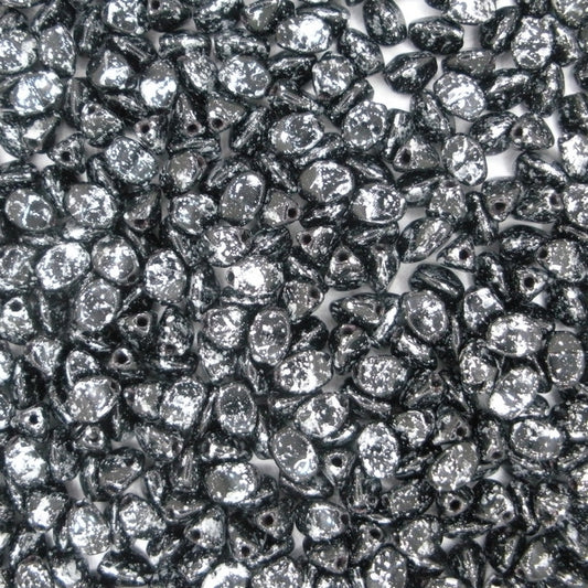 50 x pinch beads in Tweedy Silver