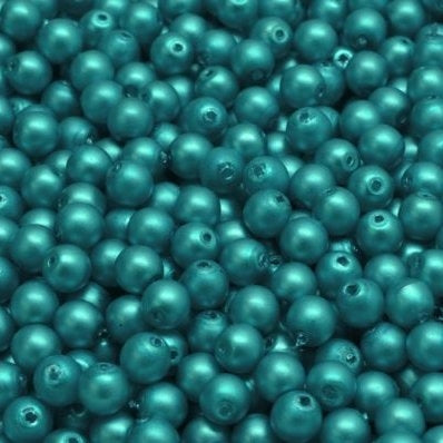 50 x 4mm round pearls in Matt Turquoise