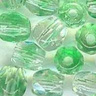 50 x 4mm faceted beads in Green/Crystal