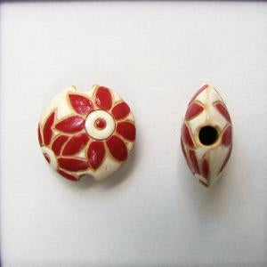 CLB-007-B-S lentil bead in Red delft flowers from Golem Studio
