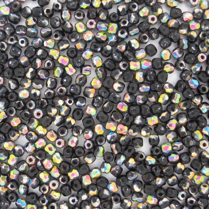 50 x 2.5mm faceted beads in Black Vitrail