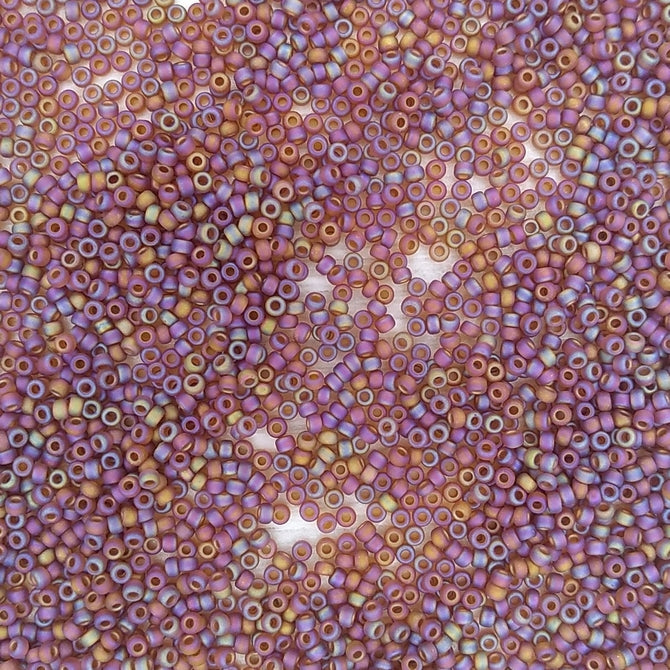 0134FR - 10g Size 11/0 Miyuki seed beads in Matt Dark Topaz AB