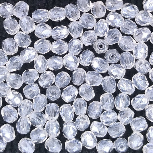 50 x 4mm faceted beads in Crystal Lustre