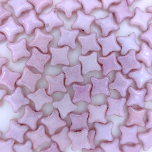 15 x 2 hole stars in Alabaster Lila Lustre