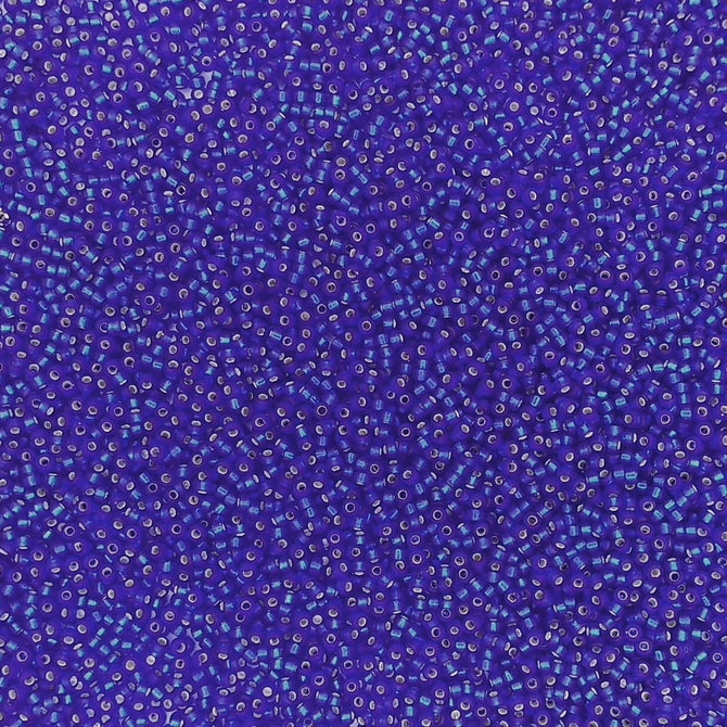 0020F - 5g Size 15/0 Miyuki seed beads in Matt Silver lined Cobalt