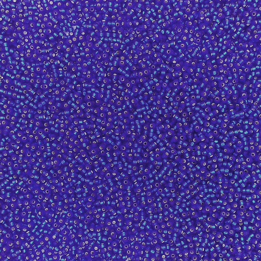 0020F - 5g Size 15/0 Miyuki seed beads in Matt Silver lined Cobalt