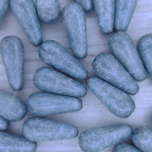 Pair of 20x9mm drops in Alabaster Terracotta Blue