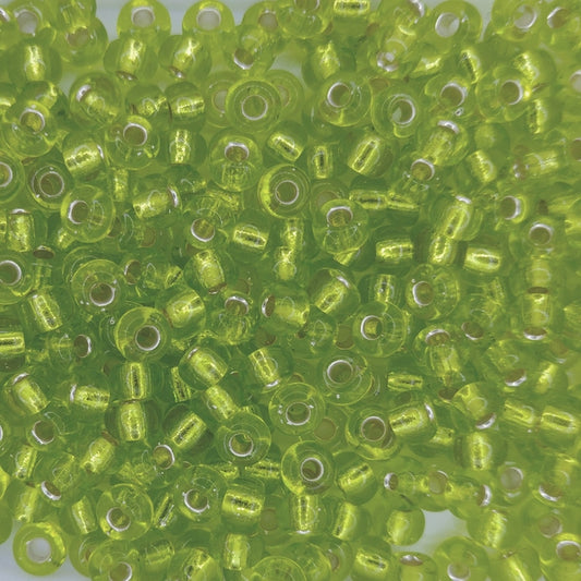 0014 - 10g Size 6/0 Miyuki seed beads in Silver lined Chartreuse