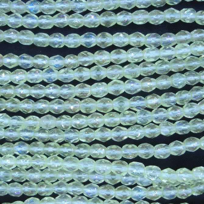 50 x 4mm faceted beads in Fluorescent Yellow