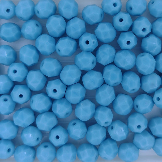 25 x 6mm faceted beads in Matt Aqua Blue
