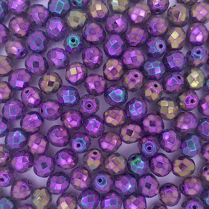 25 x 8mm faceted beads in Purple Iris