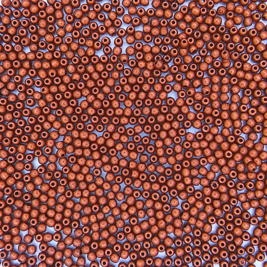 100 x 2mm round beads in Matt Metallic Dark Copper