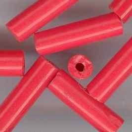 5 x cylindrical beads in Red (1970s) 20x5.5mm