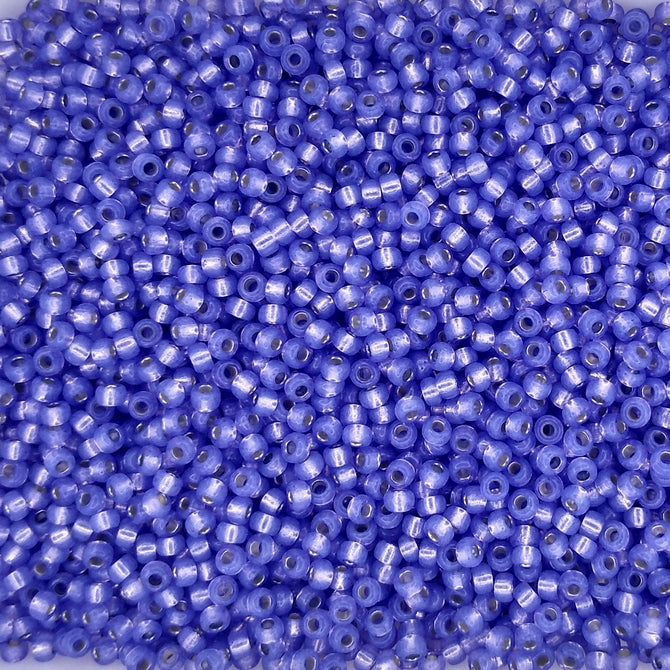 0649 - 50g Size 11/0 Miyuki seed beads in Silver lined Alabaster Dyed Violet