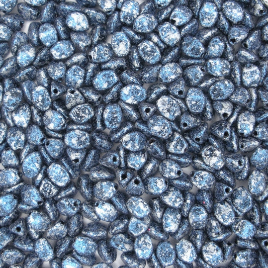 50 x pinch beads in Tweedy Blue (3x5mm)