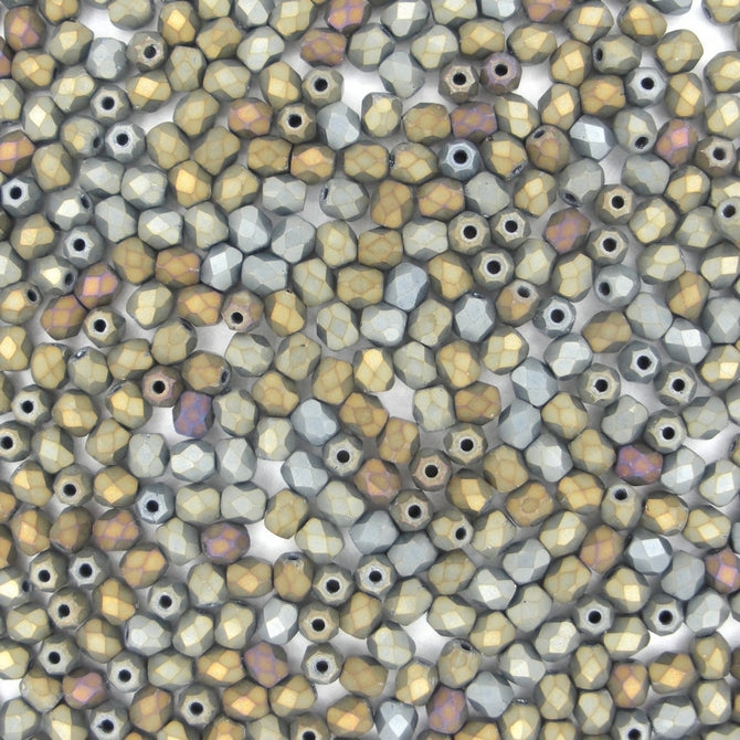 50 x 3mm faceted beads in Matt Brown Iris